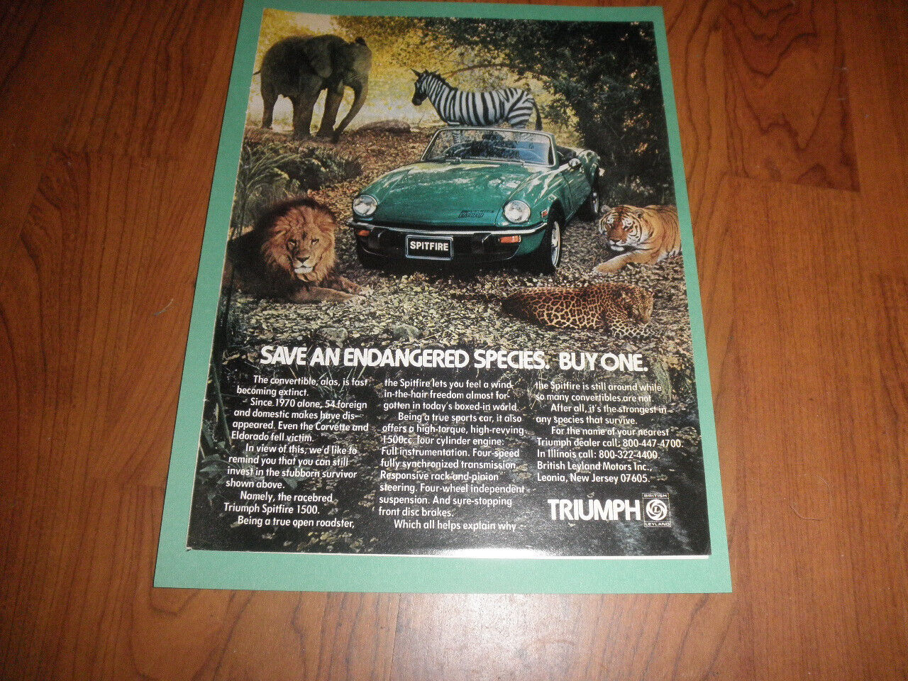 TRIUMPH SPITFIRE 1500 CONVERTIBLE AD -1977-Mint Print