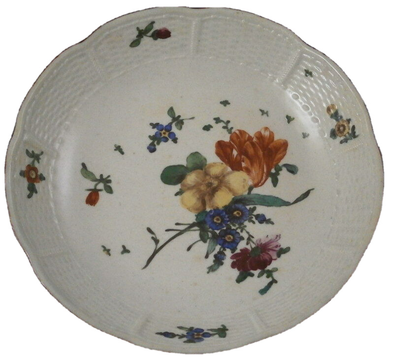 Antique 18thC Ludwigsburg Floral Saucer Porcelain Porzellan Blumen Untertasse #2