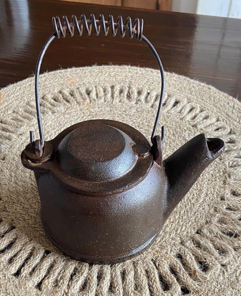 Miniature GRISWOLD Black Cast Iron Tea Kettle Handled Pot