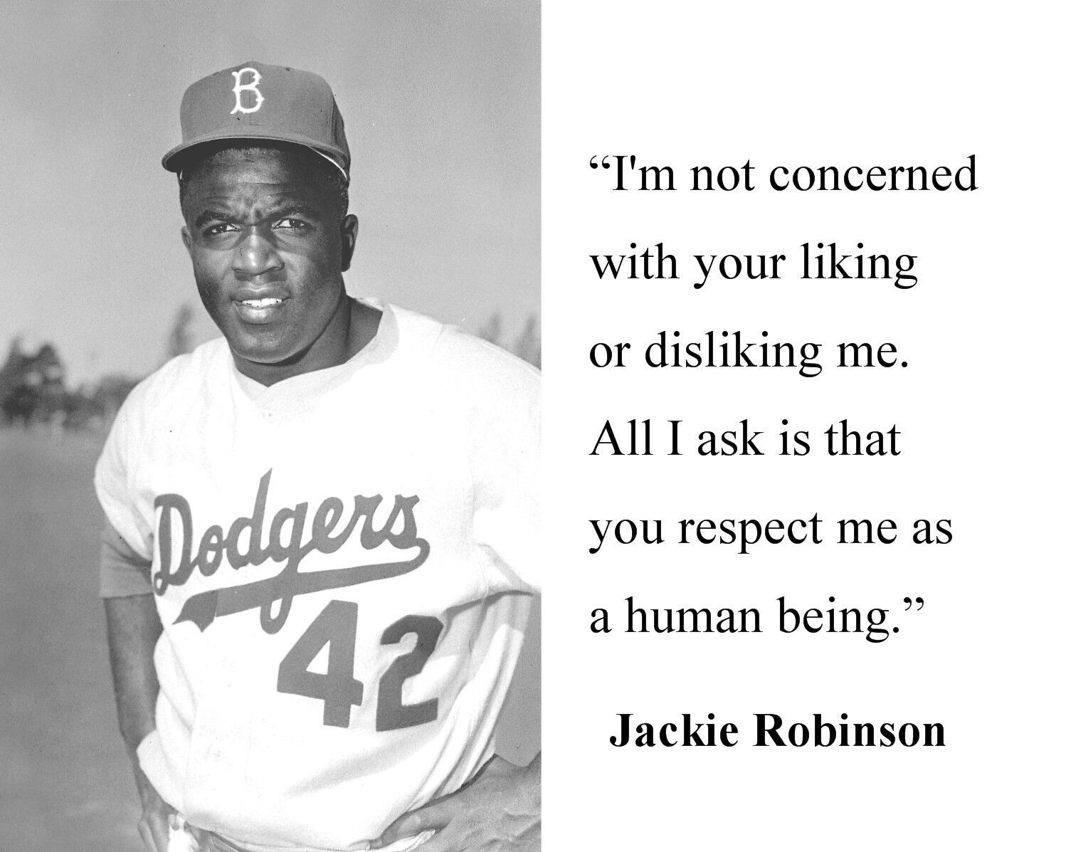 Jackie Robinson I\'m not concerned Famous Quote 11 x 14 Photo Picture