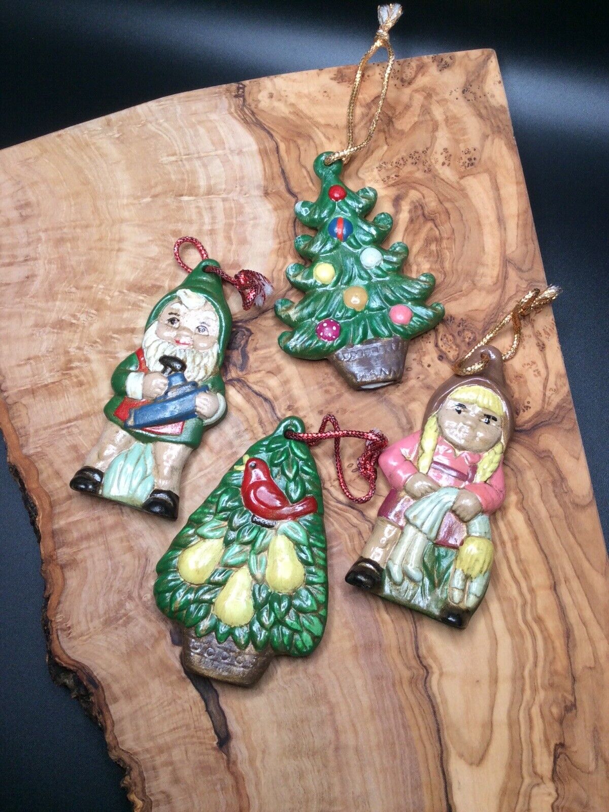 Lot Of 4 Vintage Christmas Ornaments 1970’s Hanging Christmas Tree Ornaments