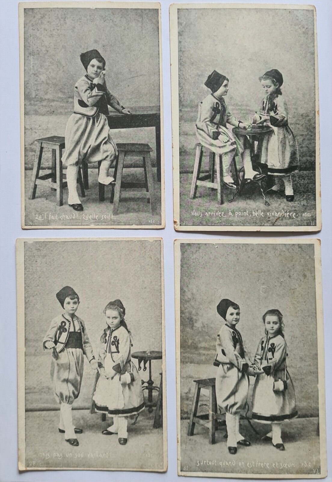 CPA Lot of 4 Antique Postcards-CHILDREN Brother & Sister- 1905-J. C. Paris.