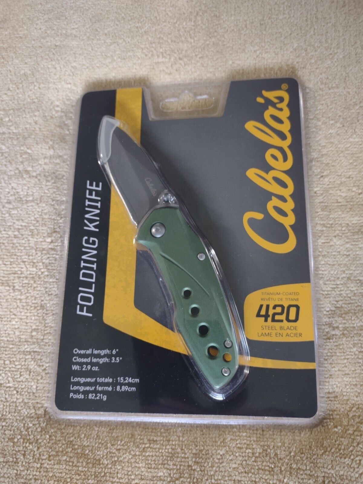 New Cabela\'s Titanium 420 Steal Knife Pocket Clip NIB