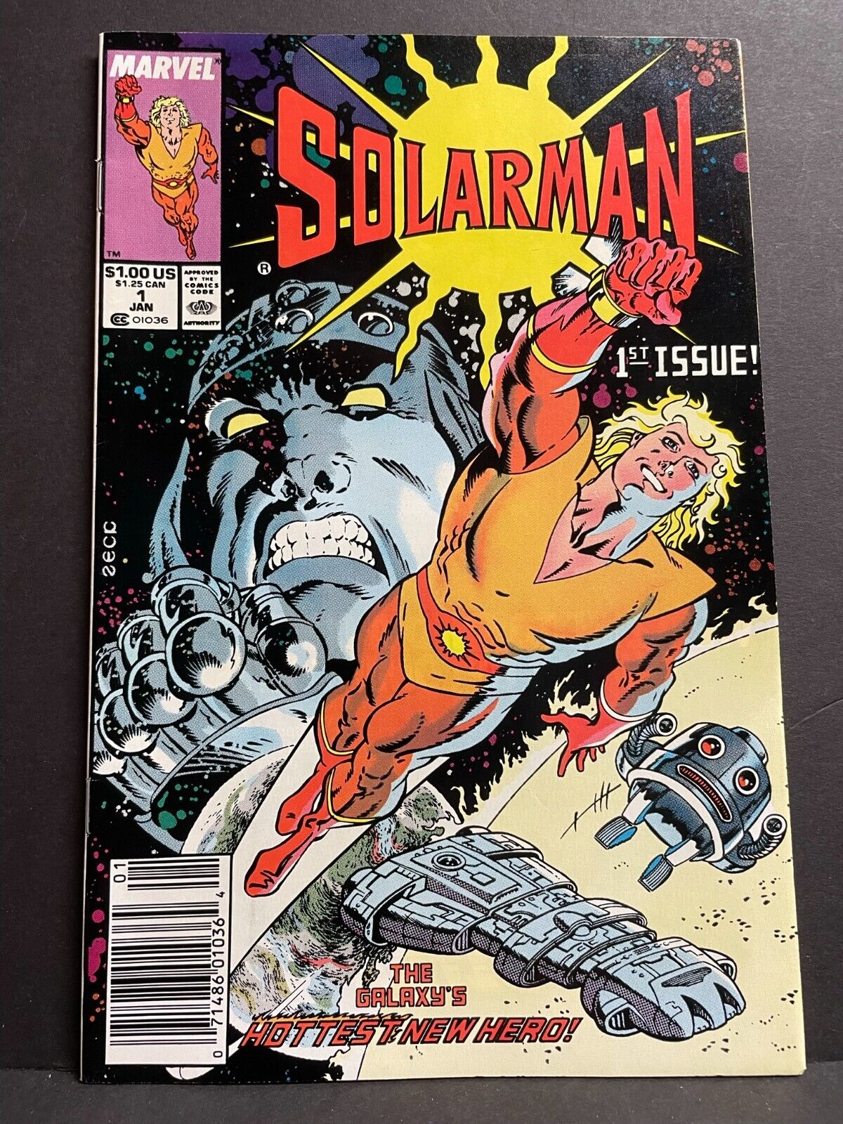 Solarman #1 1989  VF  High Grade Marvel Comic 1st Appearance Newsstand Issue