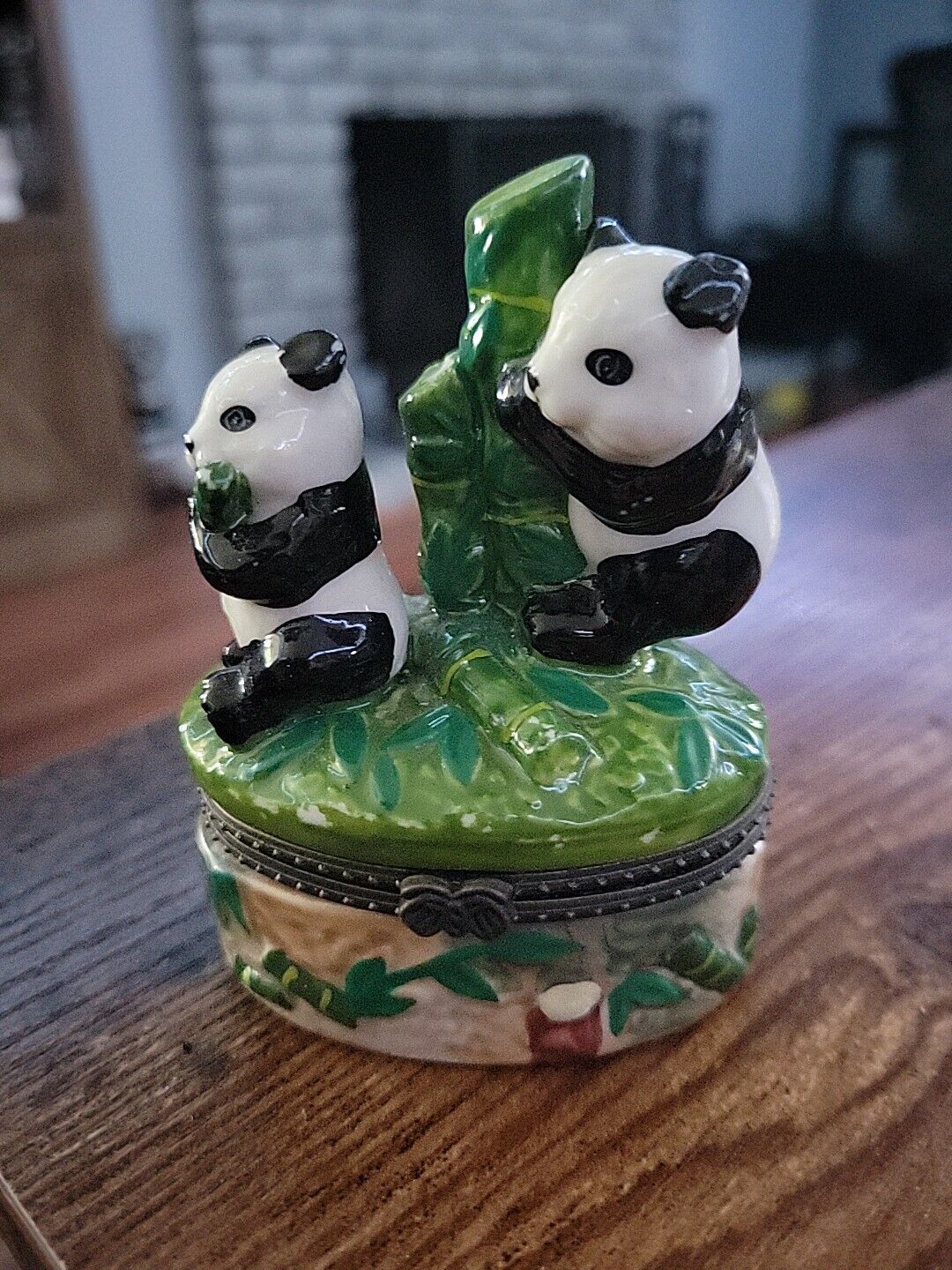 Panda Bears Panda Bears ceramic trinket box G trinket box Green Gray Black White