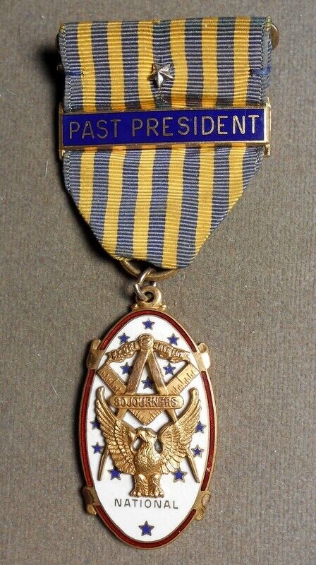 Masonic: National Sojourners (Gilt Emblem On Porcelain Drop); Past President (St