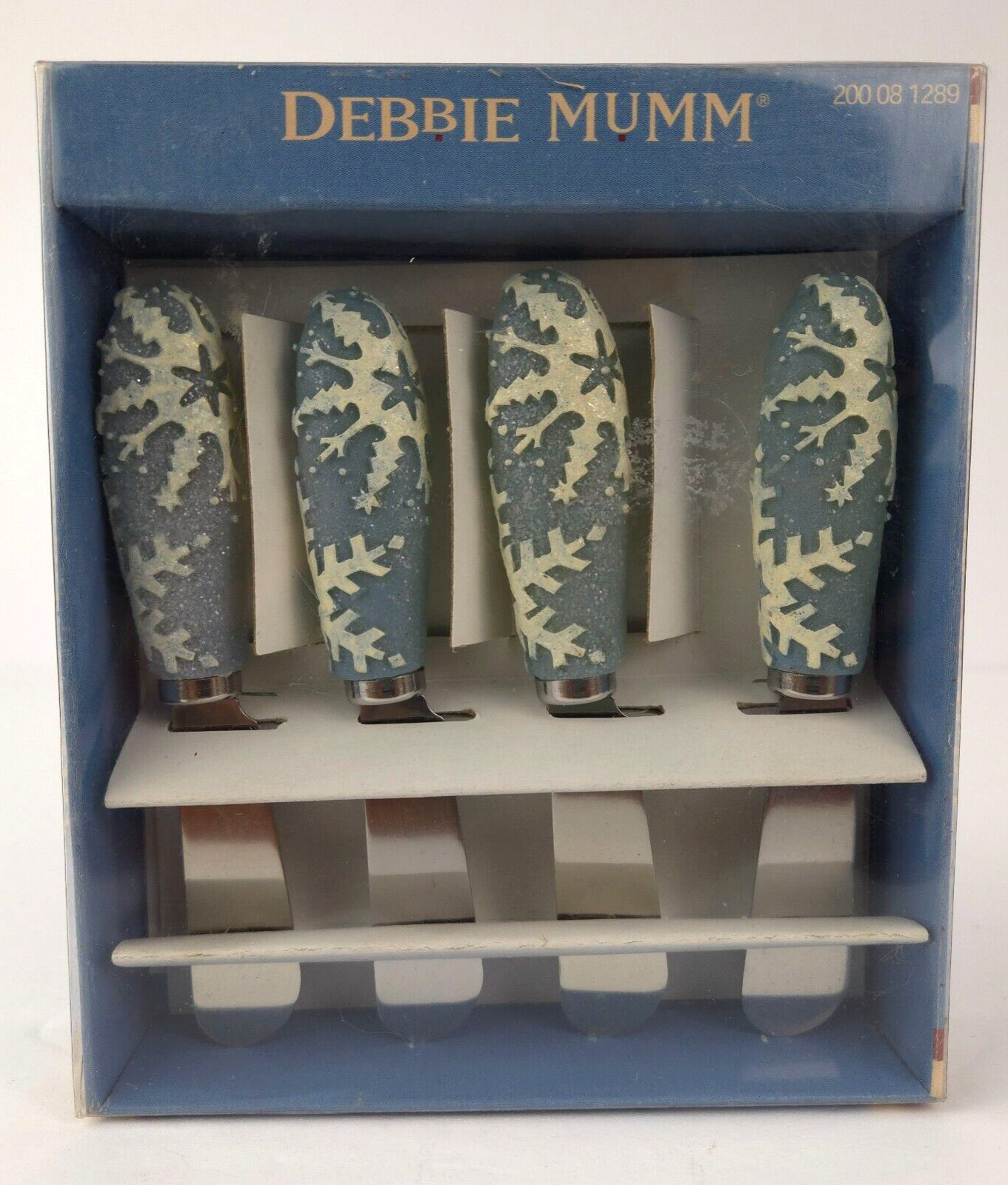 Vintage Debbie Mumm Snowflake Spreaders Christmas Decoration Baby Blue White