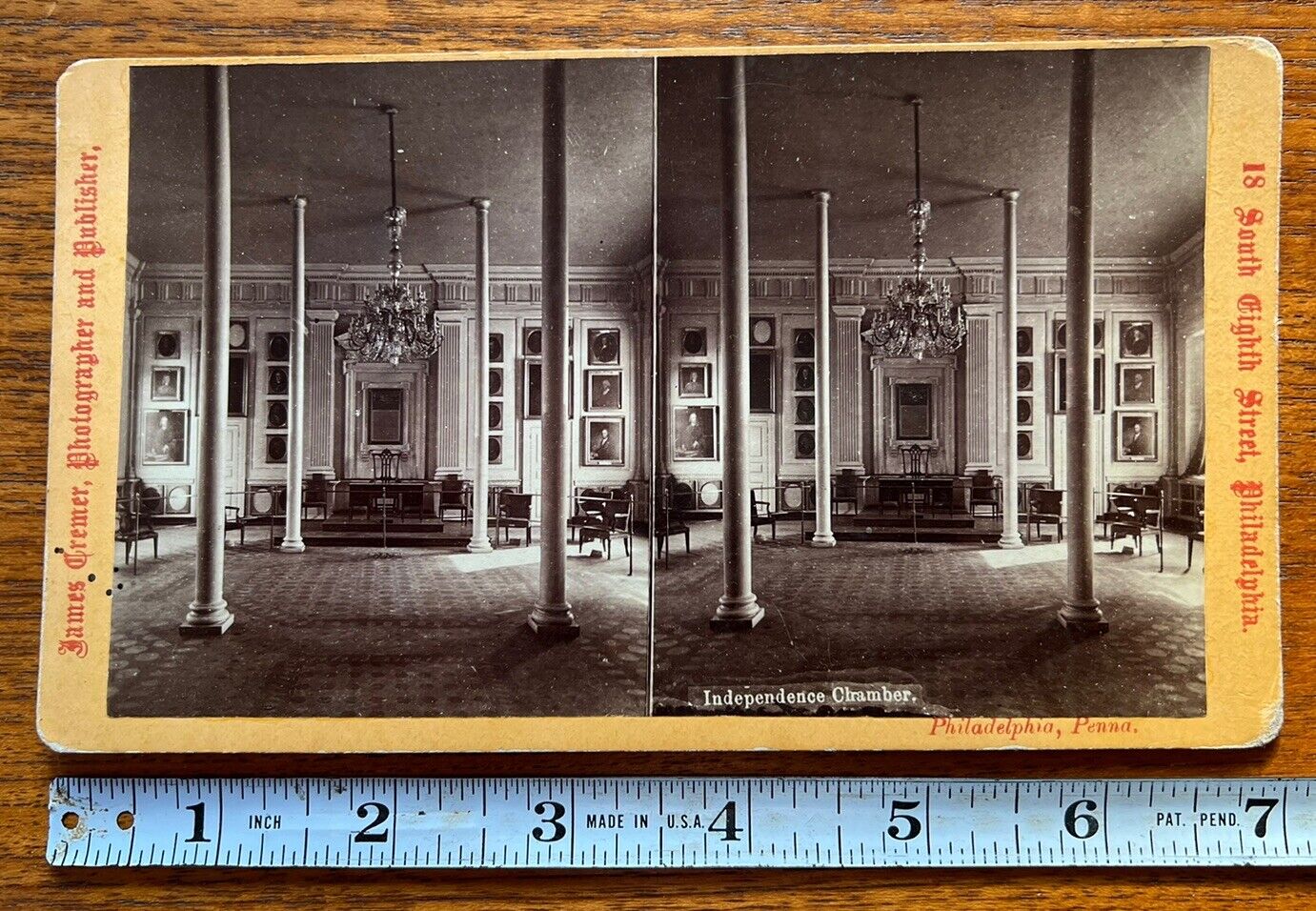 Antique Stereoview Independence Chamber Interior State House Philadelphia Cremer