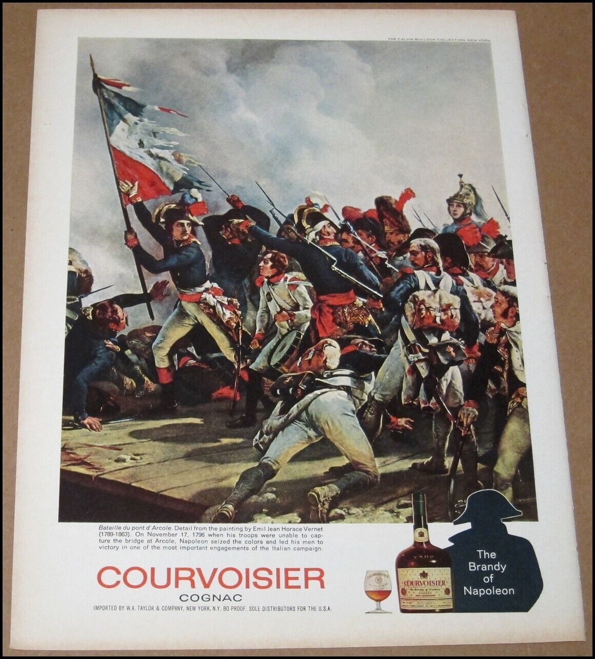1967 Courvoisier Print Ad Advertisement Napoleon Bonaparte Battle of Arcole 1796