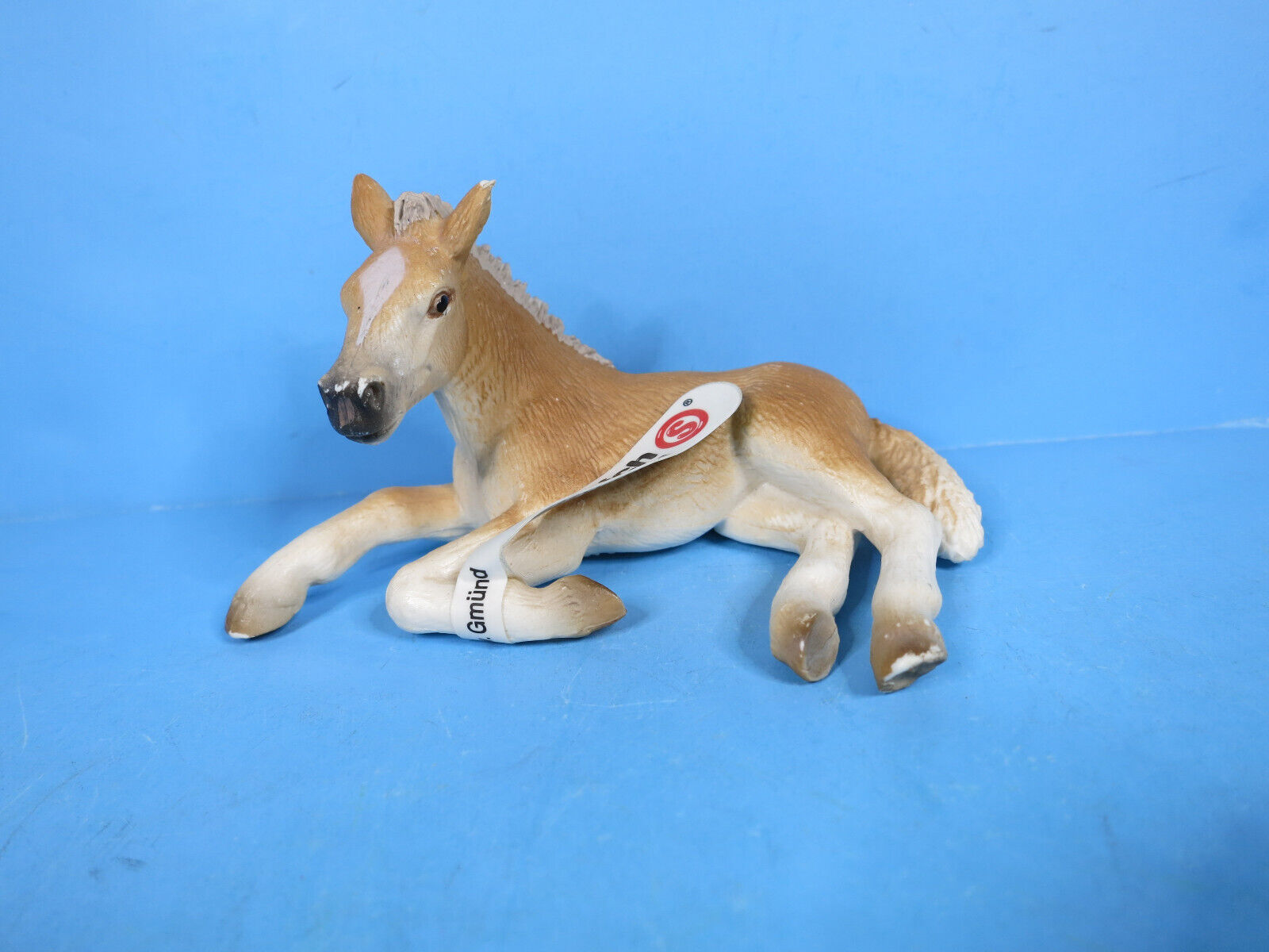 SCHLEICH-Hafflinger Lying Foal Horse Figurine-USED  With Tag