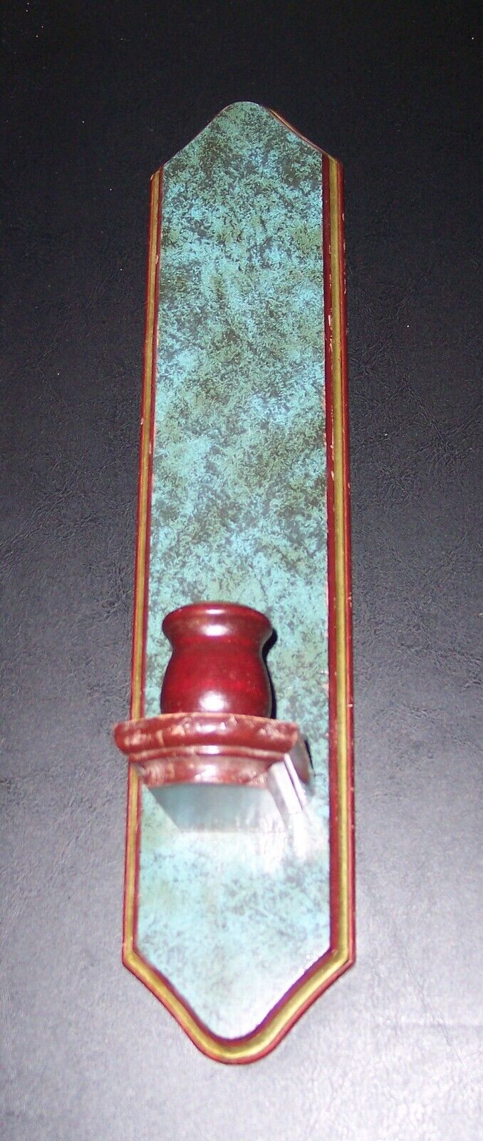 1  Vintage Home Interiors Green Marbled Look Cherry Wood Sconce  Votive Holder