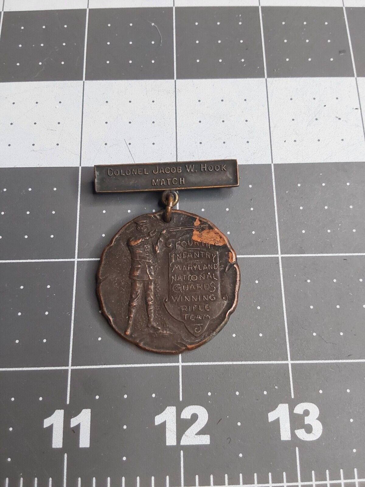 PRE WWI US Army 4th Infantry National Guard Winning Rifle Team Medal Bailey Bank
