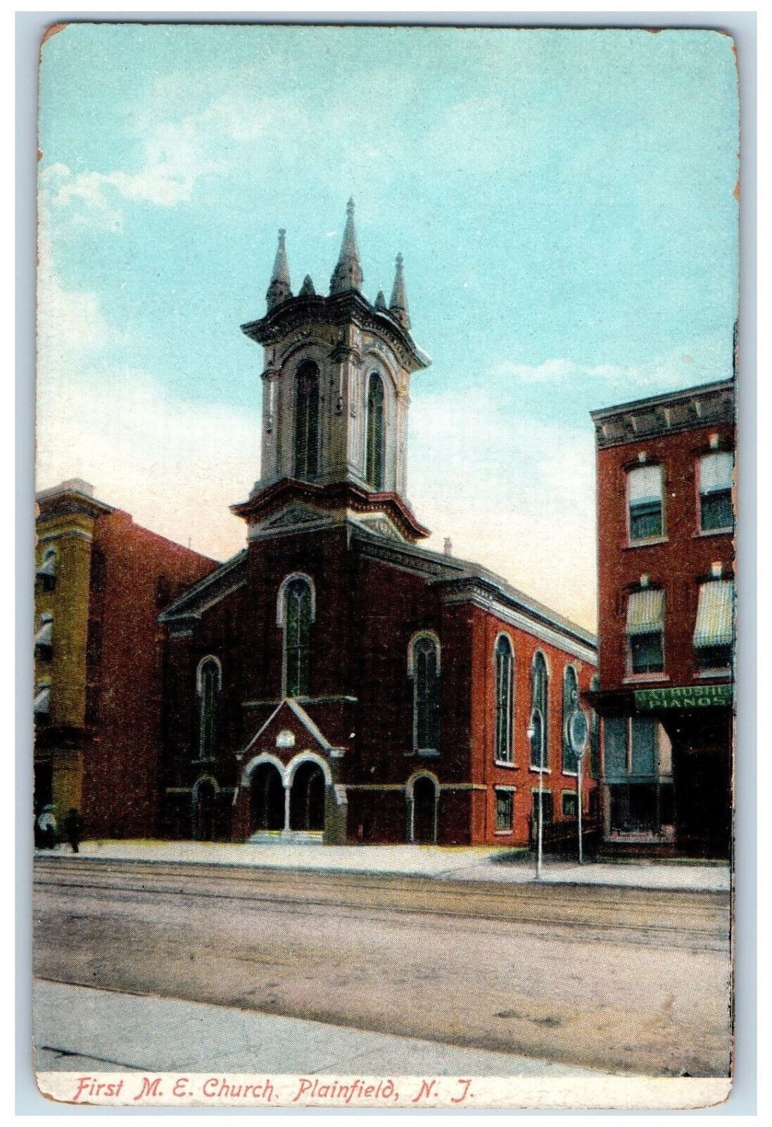 c1910 First M.E. Church Plainfield New Jersey NJ Antique Unposted Postcard