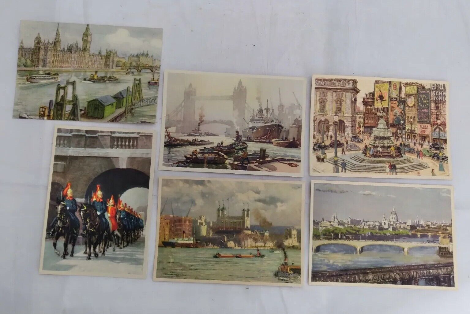 6 Vintage Art Postcards London England Paintings