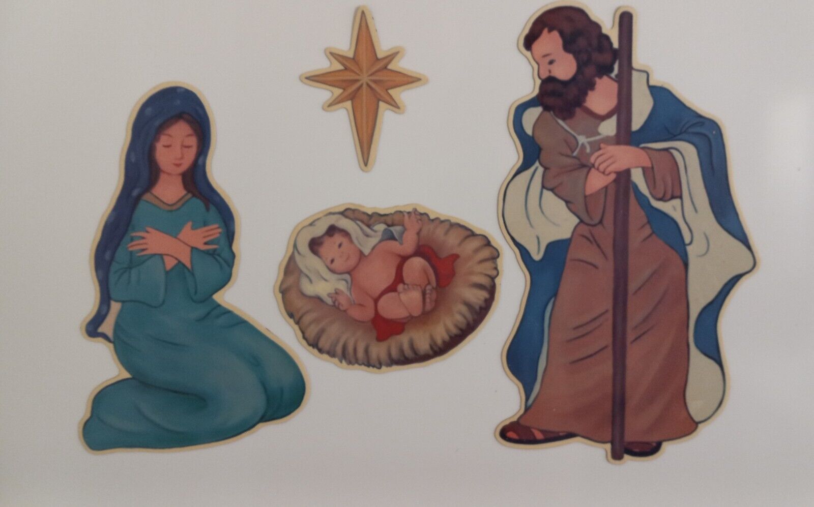 Vintage Christmas magnetic Nativity - Mary Joseff Jesus star of Bethlehem 11\