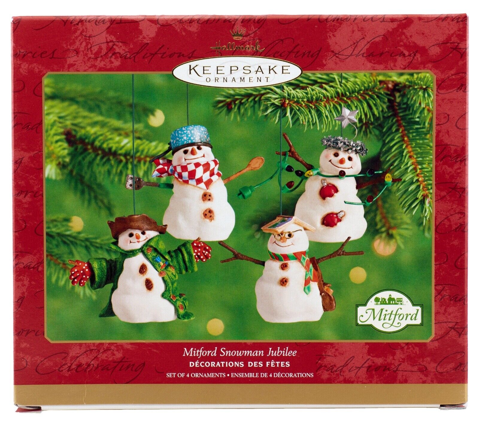 Mitford Snowman Jubilee SDMG Box NEW Hallmark Jan Karon 2001 Ornament Set of 4