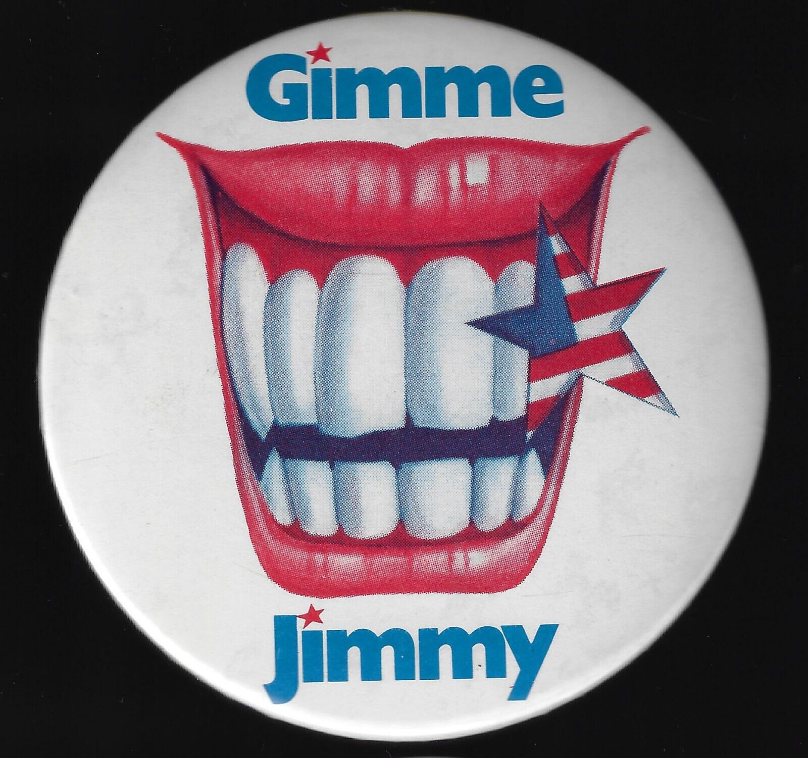 1976 Classic Gimmie Jimmy Toothy Grin Carter Presidential Campaign Button