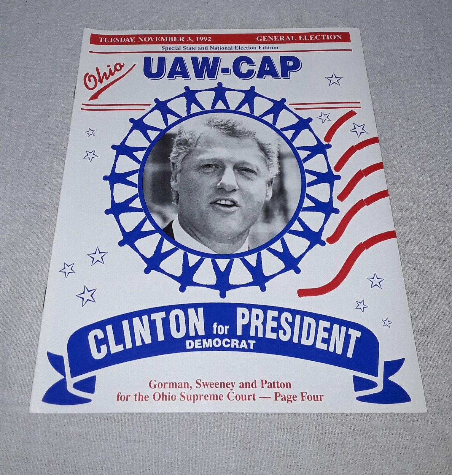 1992 OHIO UAW-CAP MAGAZINE ELECTION EDITION BILL CLINTON FOR PRESIDENT