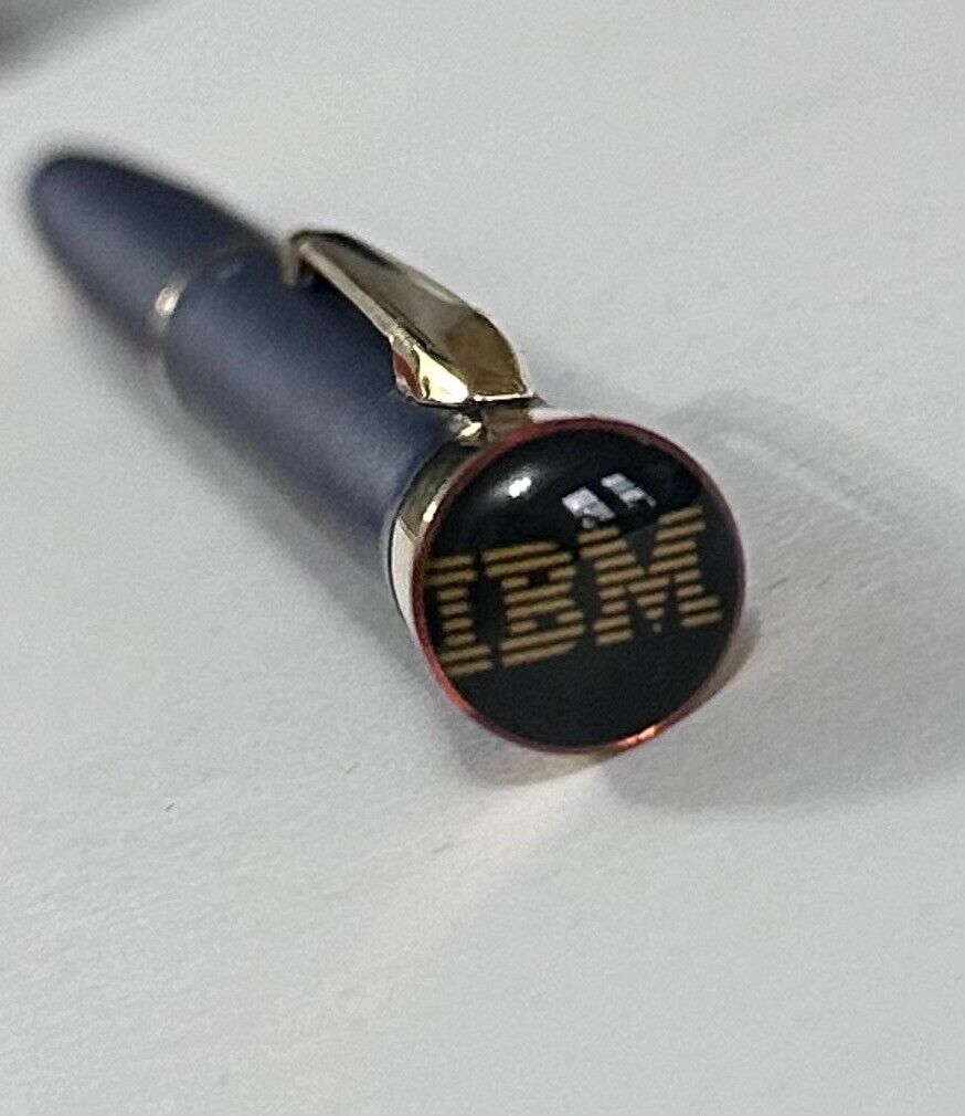 IBM International Business Machines Blue Ball Point Pen w/ Gold Trim by Garland