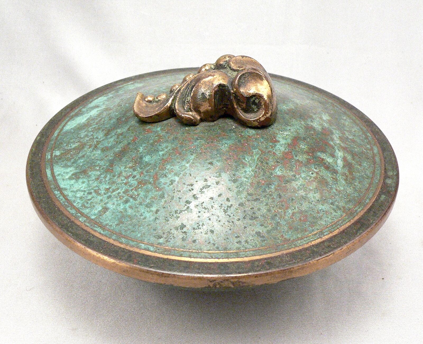 MH- Vintage c1920\'s Art Deco CARL SORENSEN Bronze Covered Bowl Verdigris Patina