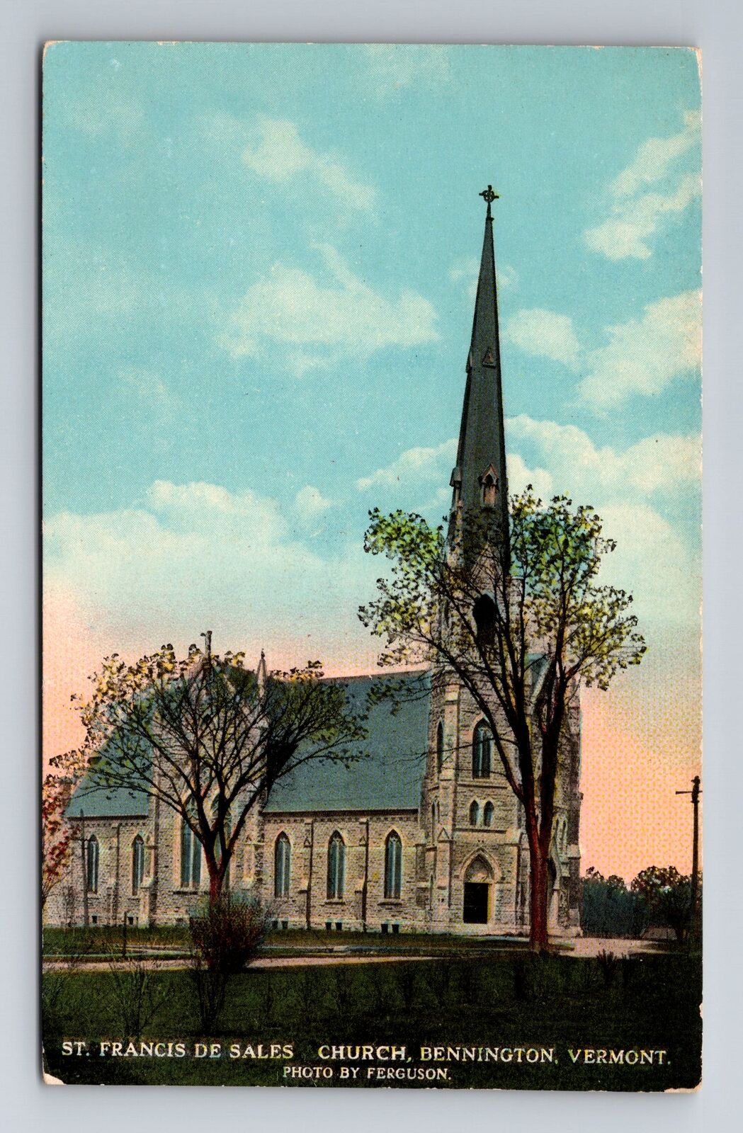 Bennington VT-Vermont, St Francis De Sales, Antique, Vintage Souvenir Postcard