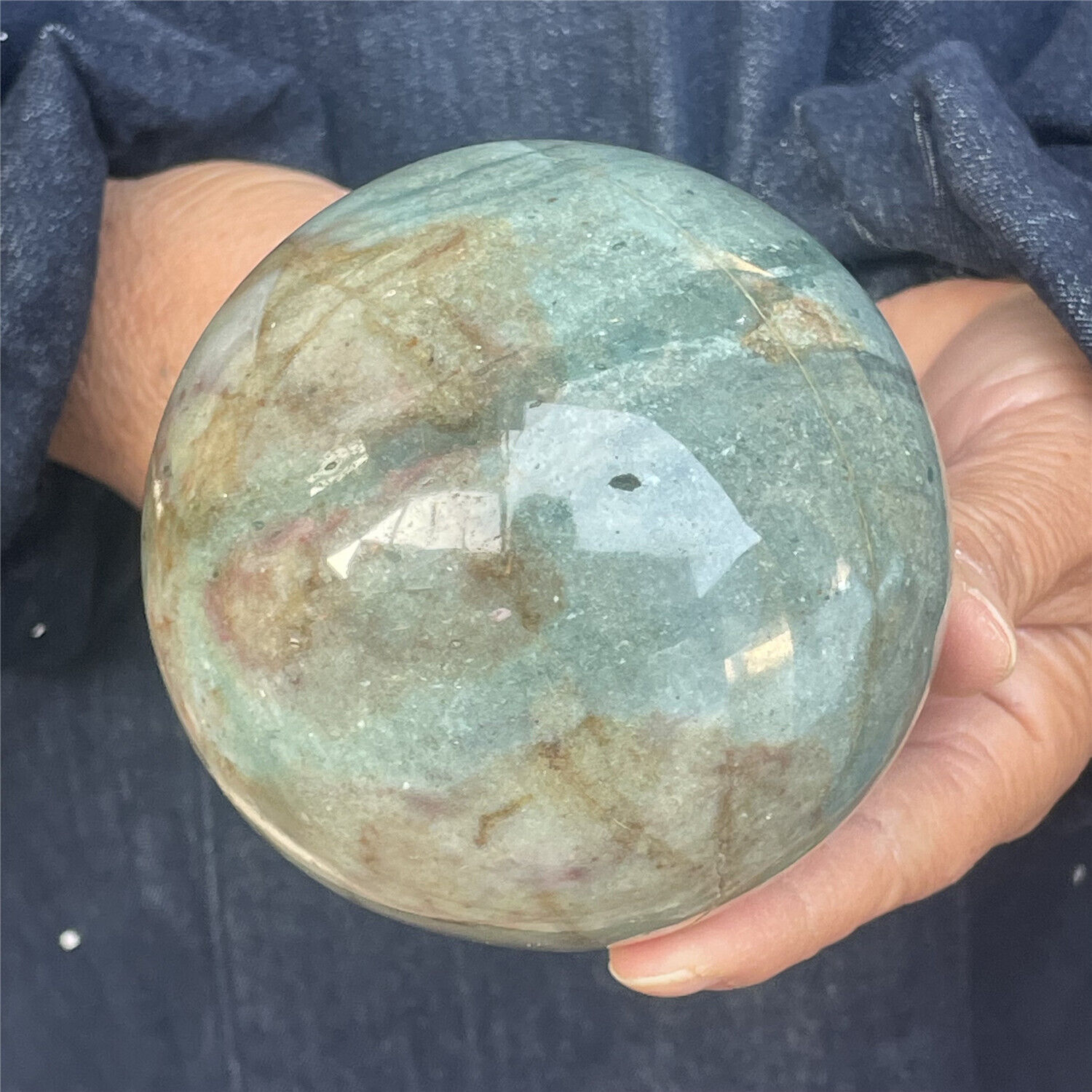 2.28LB Natural Marine jasper sphere quartz crstal ball healing