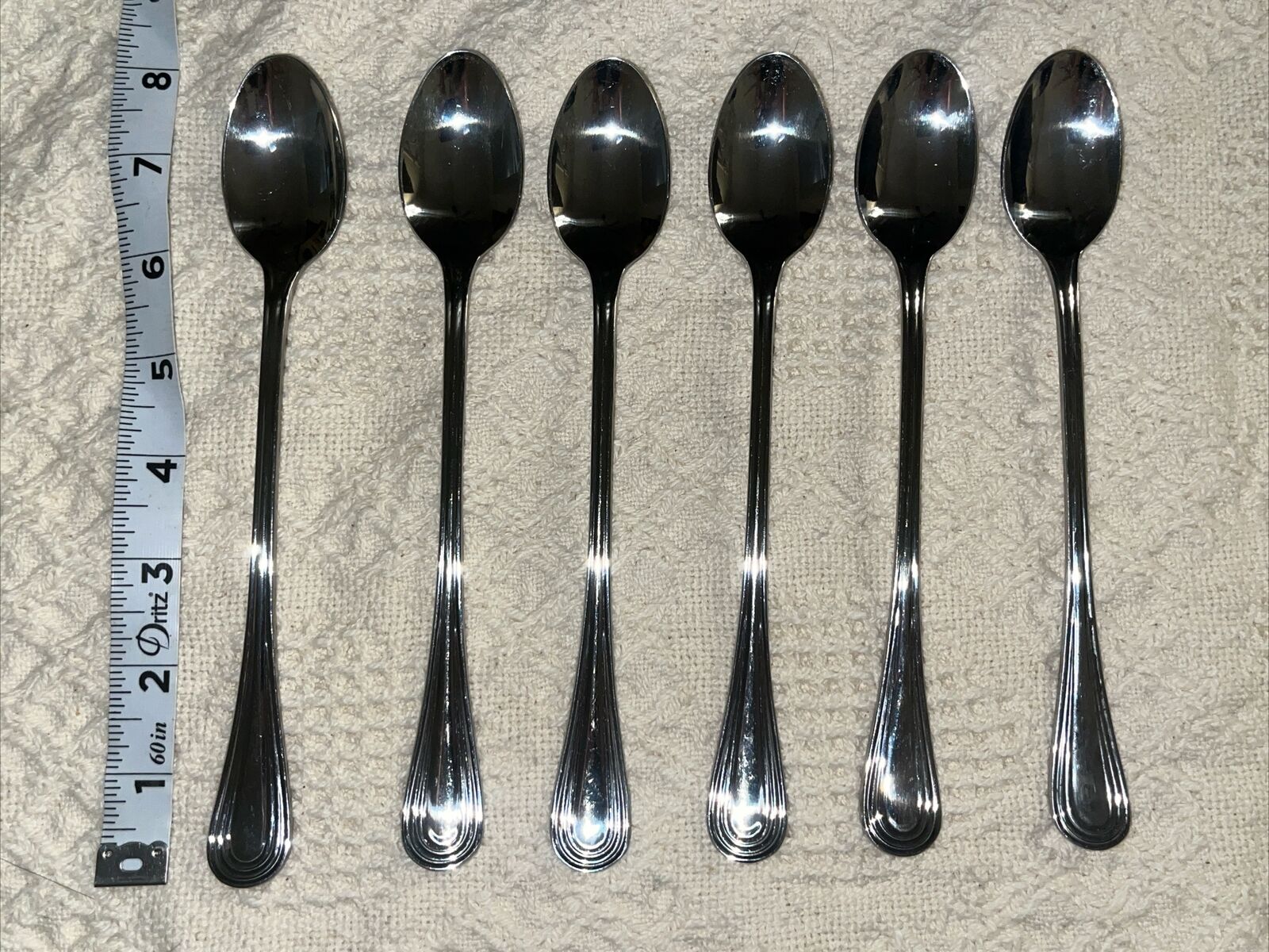6 Vintage Brand Ware Stainless Steel Sundae Parfait Iced Tea Spoons 8” Length