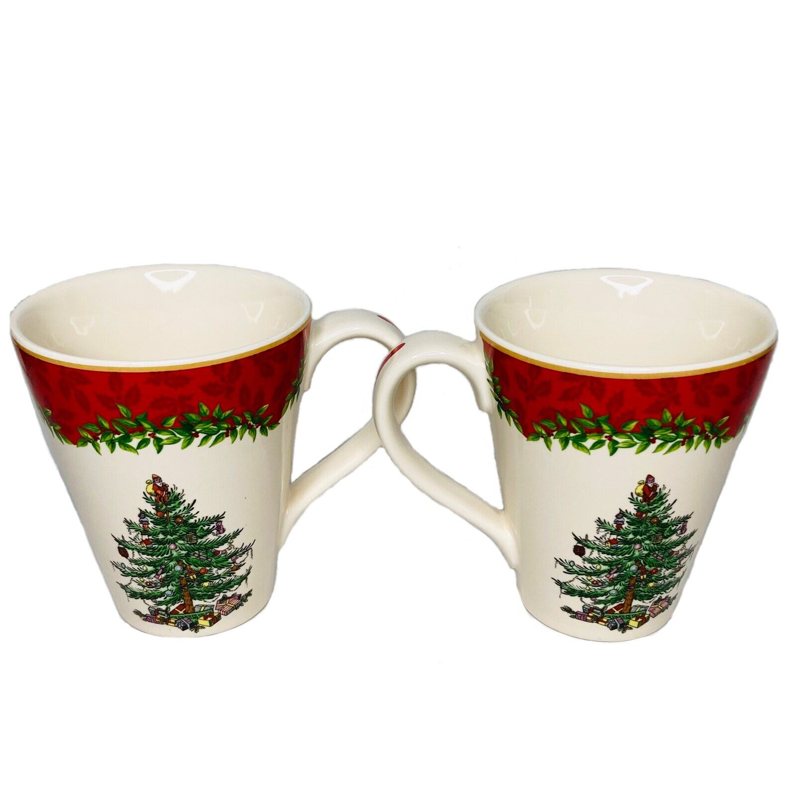 Spode Christmas Tree 12 oz Coffee Mugs/Cups  2013 Annual Collection Set Of 2