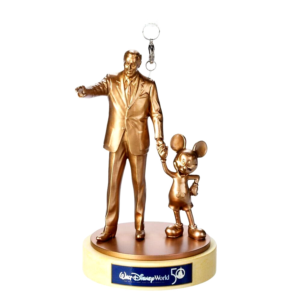 Walt Disney World 50th Anniversary Walt Mickey Partners Gold Statue Ornament Nwt