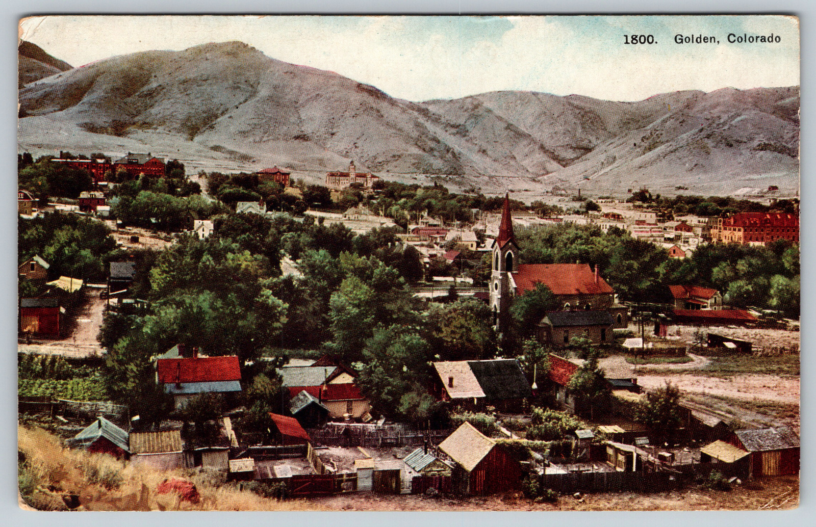 c1910s  Golden Colorado Bird\'s Eye View Antique Postcard