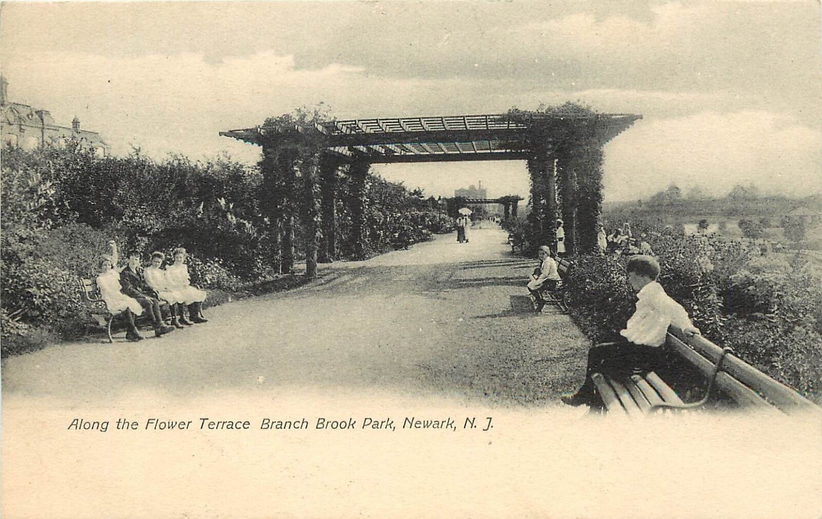 c1905 Postcard Along Flower Terrace, Branch Brook Park, Newark NJ Essex County