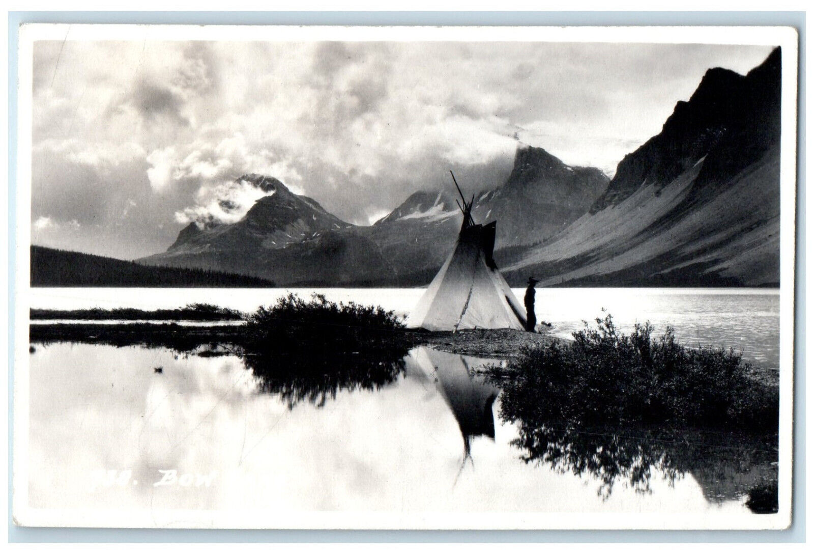 c1960's Mountains River Tent View Indian Teepee Unposted RPPC Photo Postcard