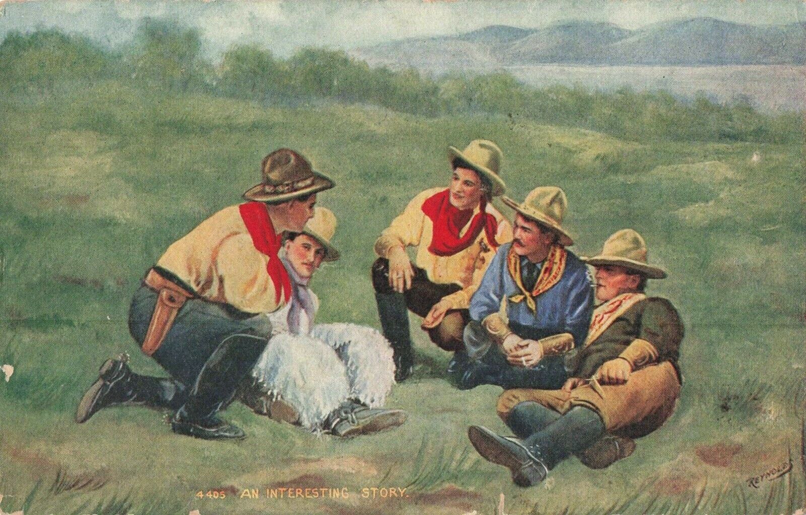 Postcard An Interesting Story Cowboys