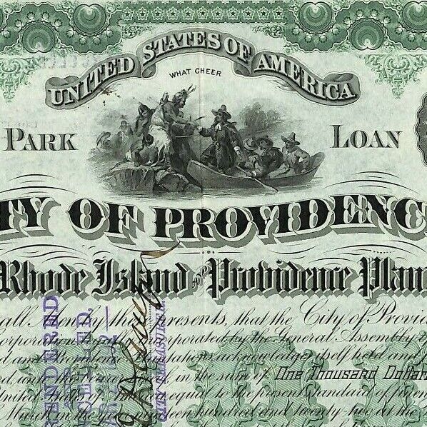 Scarce 1892 City of Providence 30yr. $1000 