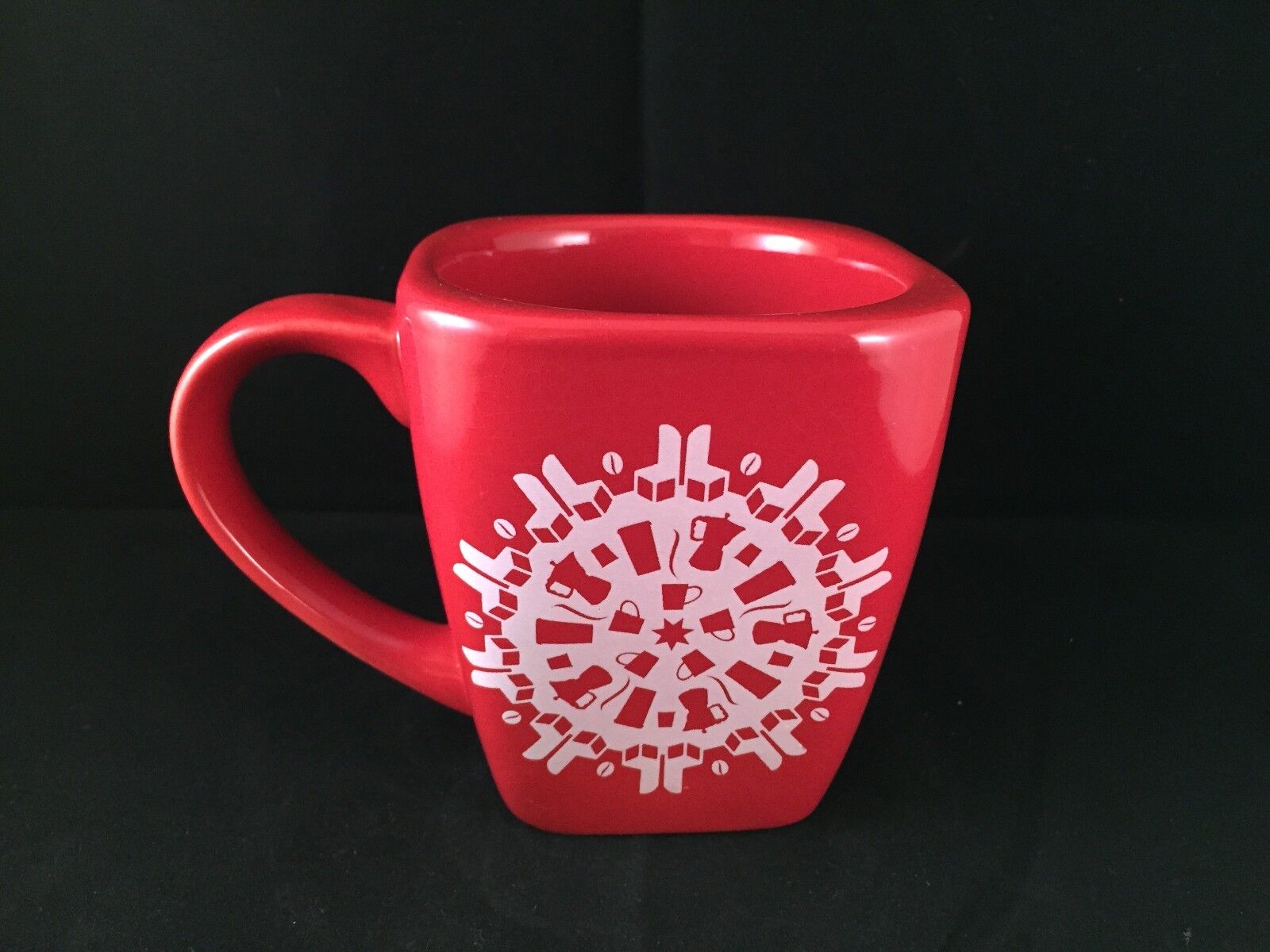 Starbucks 2004 Red Christmas Snowflake Holiday Coffee Tea Cup Mug Heavy Retired
