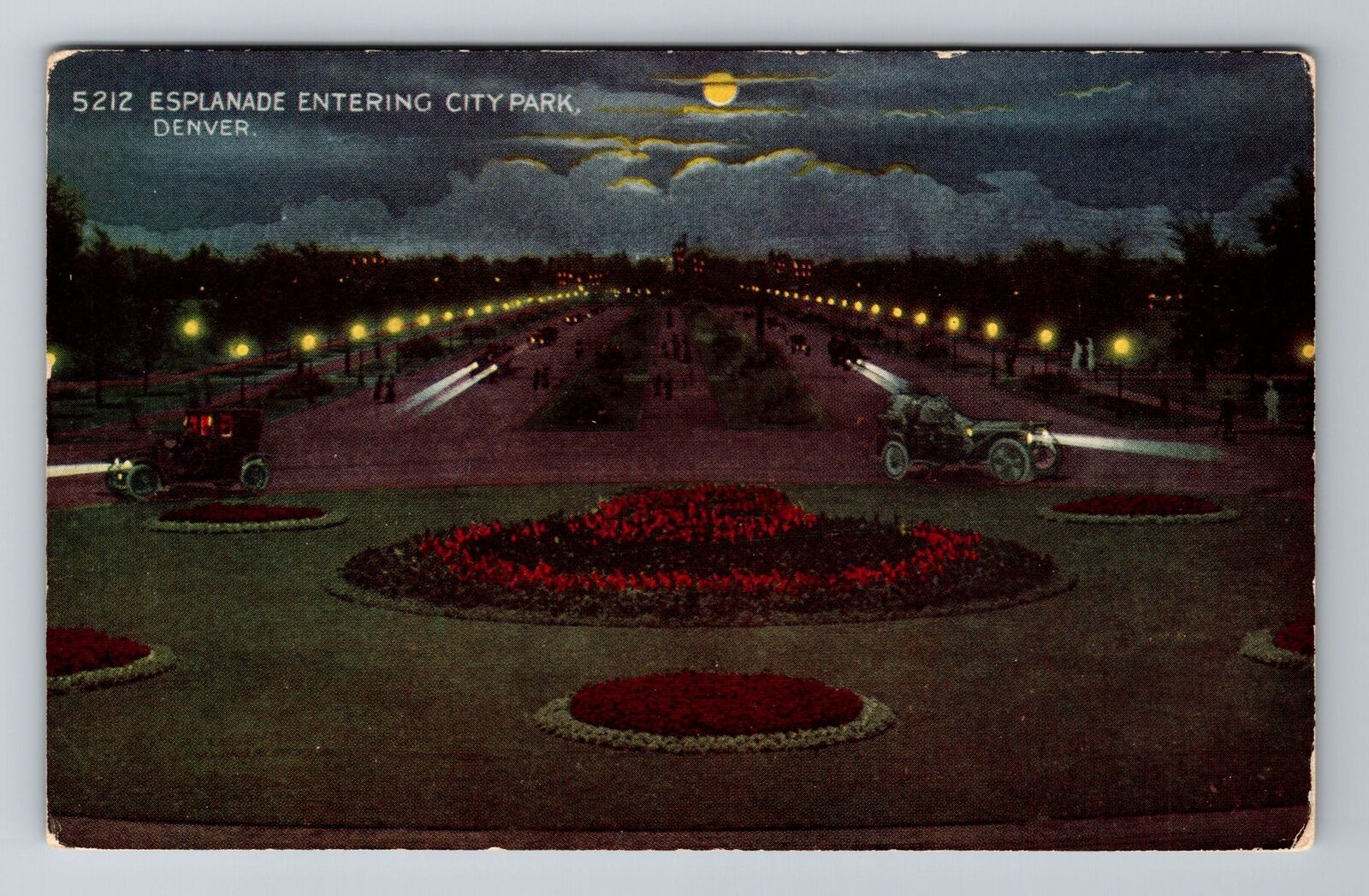 Denver CO-Colorado, Esplanade Entering City Park, Antique, Vintage Postcard