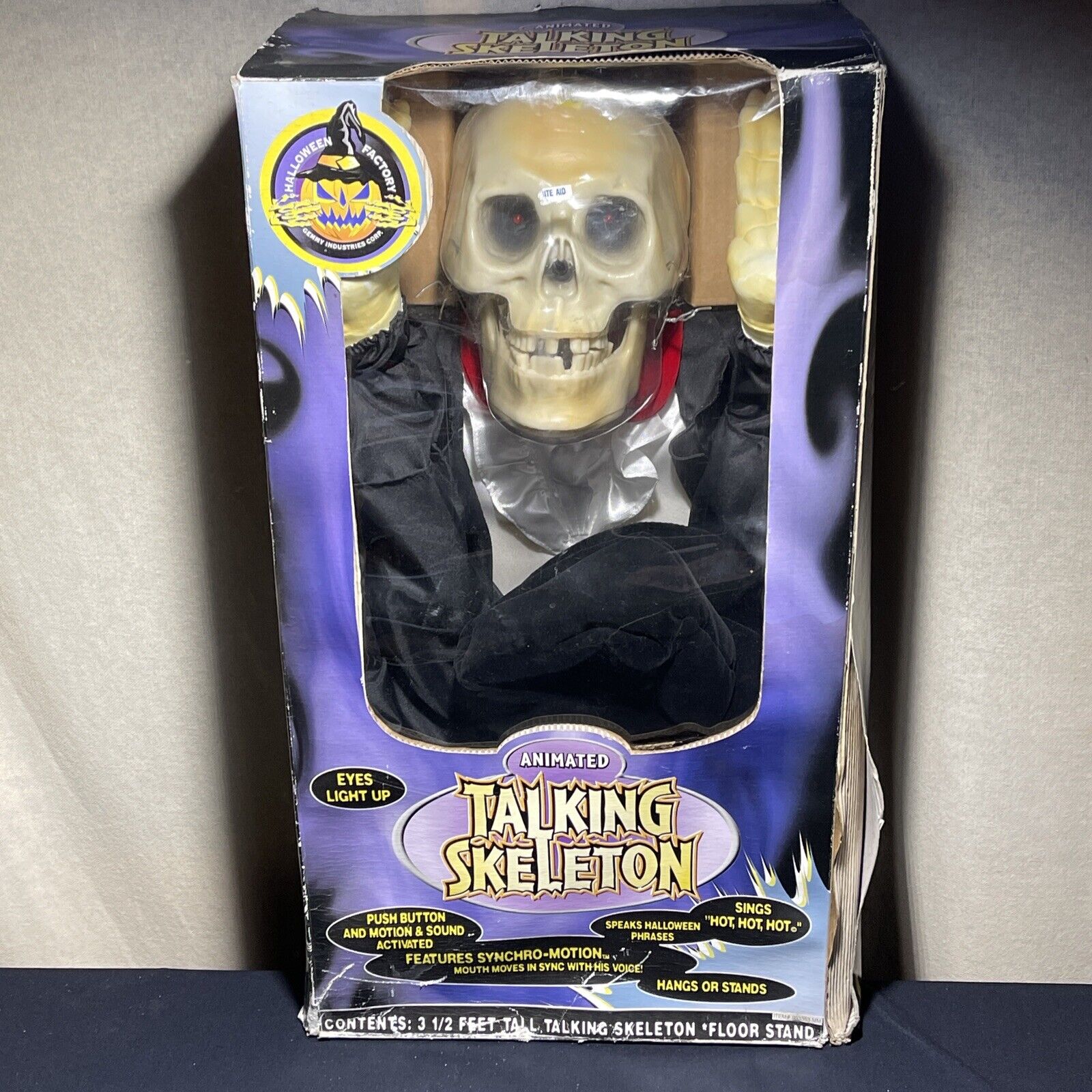 Vintage Gemmy Skeleton Groom 1998 Animated Talking Skeleton