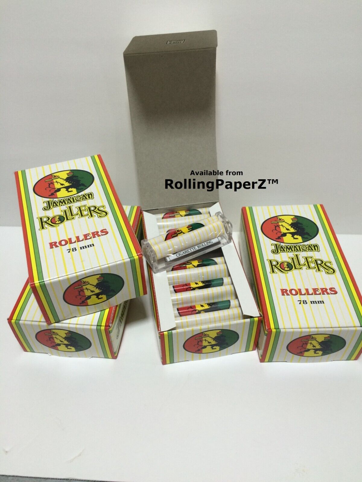 BUY FOUR of 12 COUNT BOX COUNTER TOP DISPLAYS - JAMAICAN ROLLING MACHINES 78MM