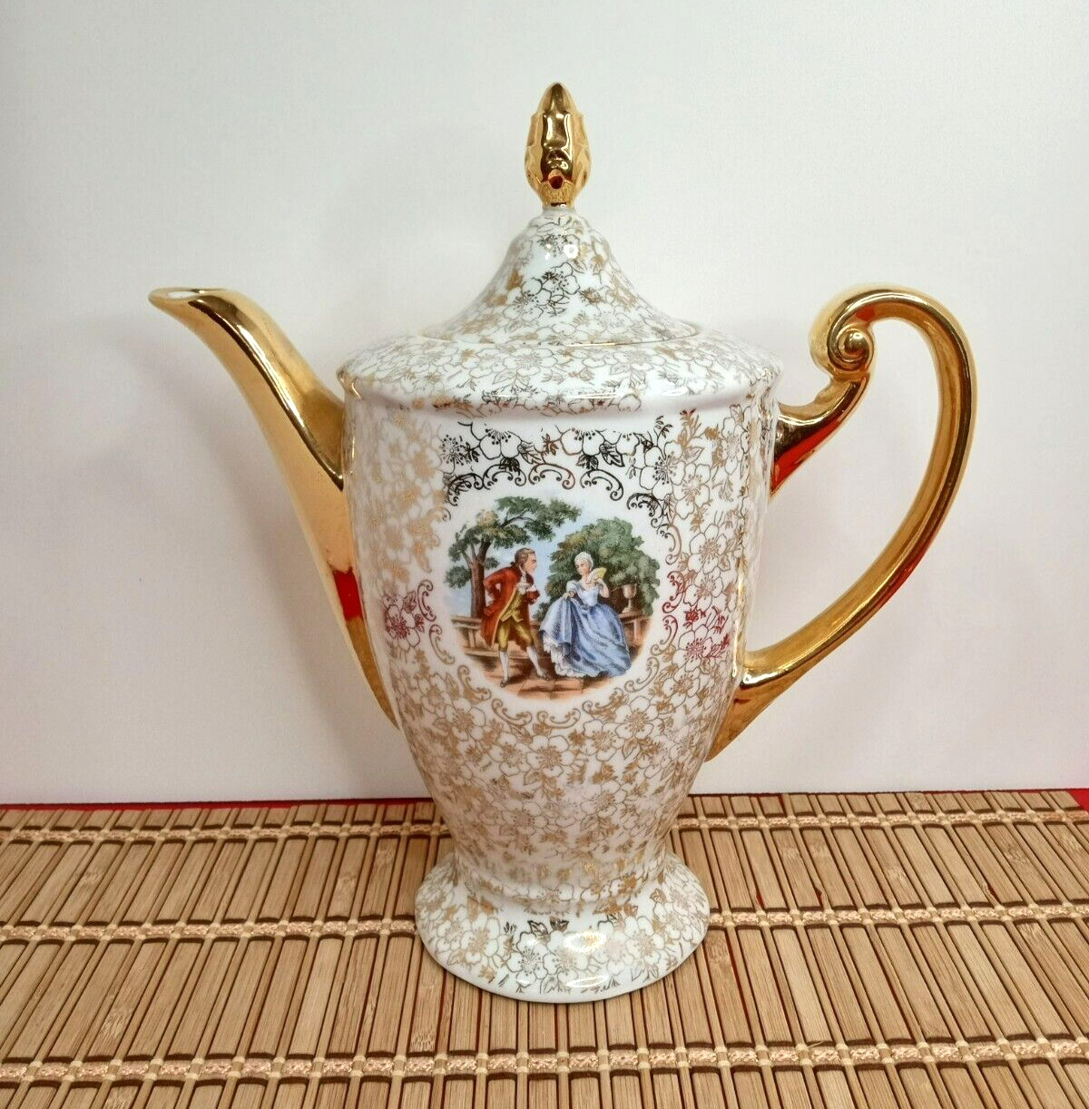 Victorian Teapot 22 Karat Gold Porcelain Painted Beautifully Vintage