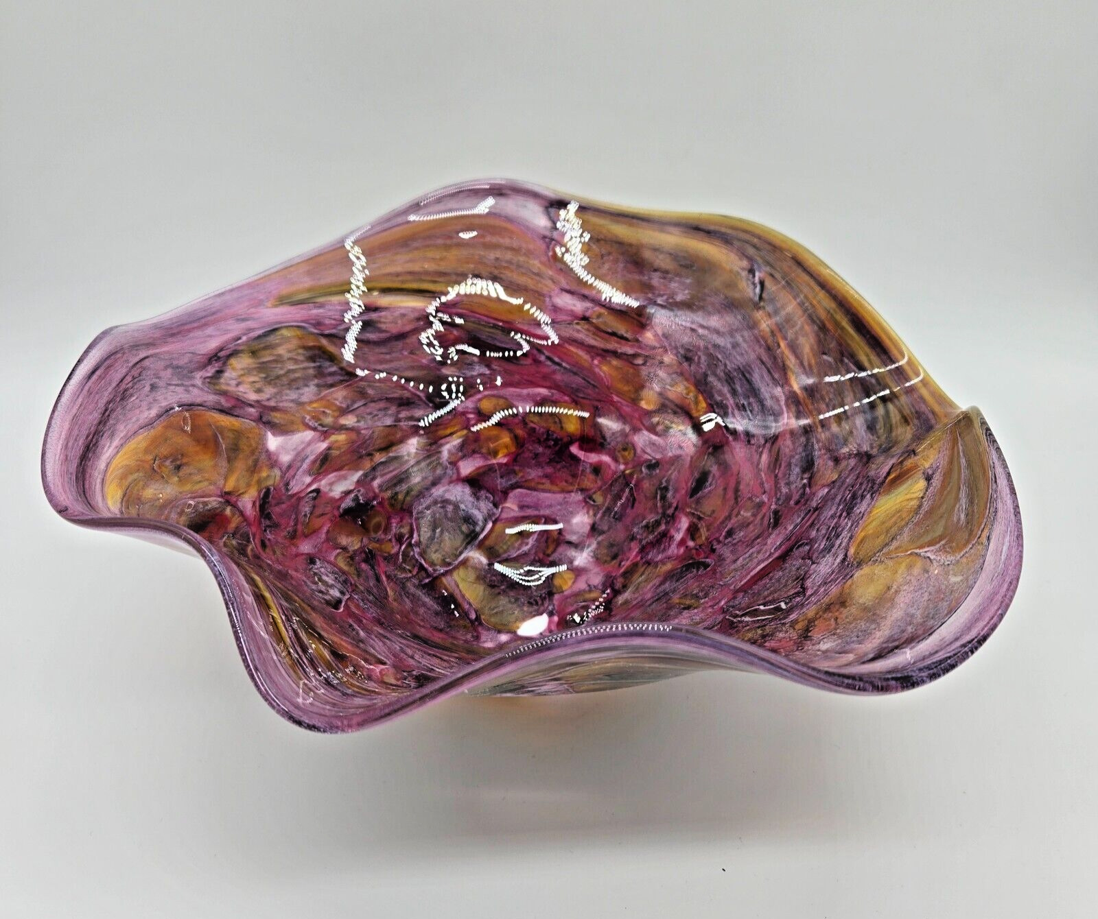 Stunning Art Glass Bowl Multi-Color Signed Eickholt 2001 VBAG