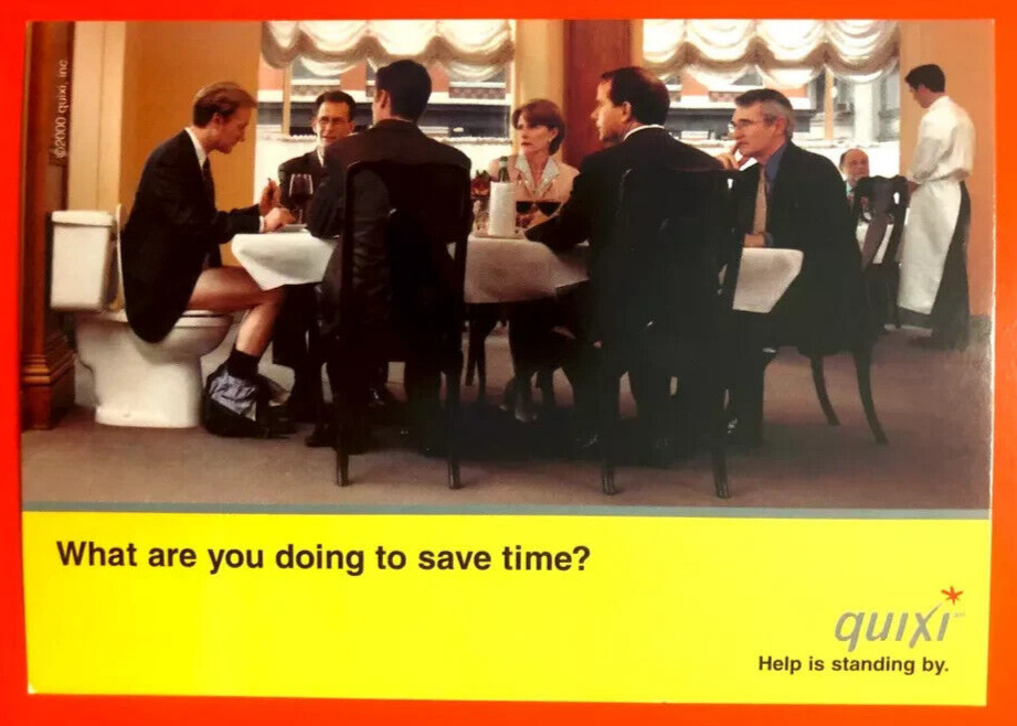 POSTCARD ~ WHAT ARE YOU DOING TO SAVE TIME? ~QUIXI ADVERTISEMENT UNPOSTED VAR. 3
