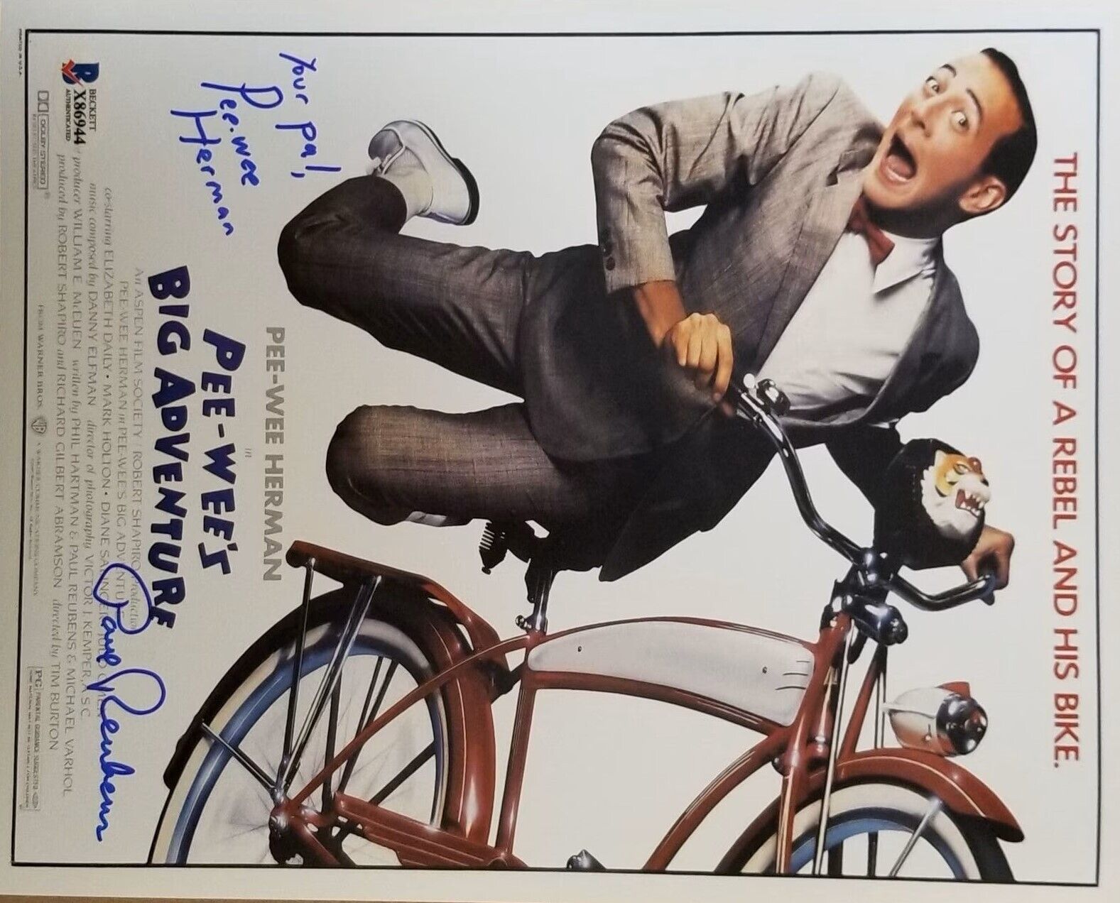 Pee Wee Herman Big Adventure signed copy 8x10 photo Rare Paul Reubens