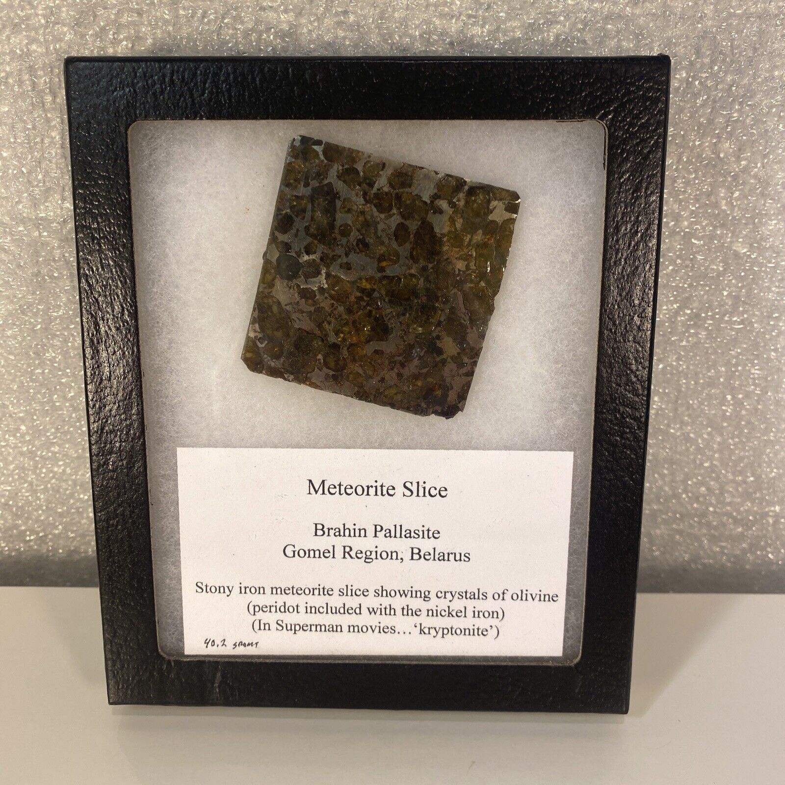 40.2 gram Brahin Pallasite Meteorite Slice Found Gomel Region Belarus