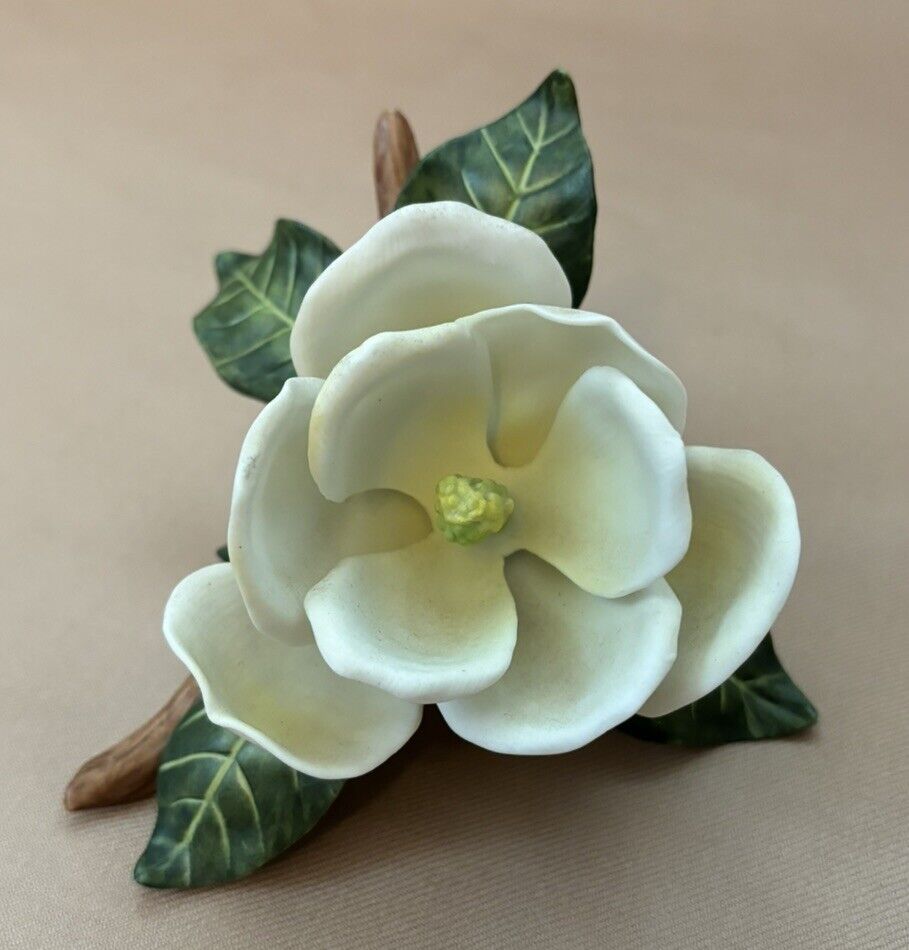 Vintage 1990 Lenox Fine Porcelain White Magnolia Flower Figurine Sculpture