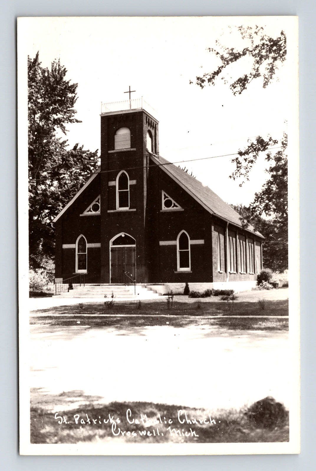 St. Patricks Catholic Church Croswell Michigan MI Real Photo Postcard