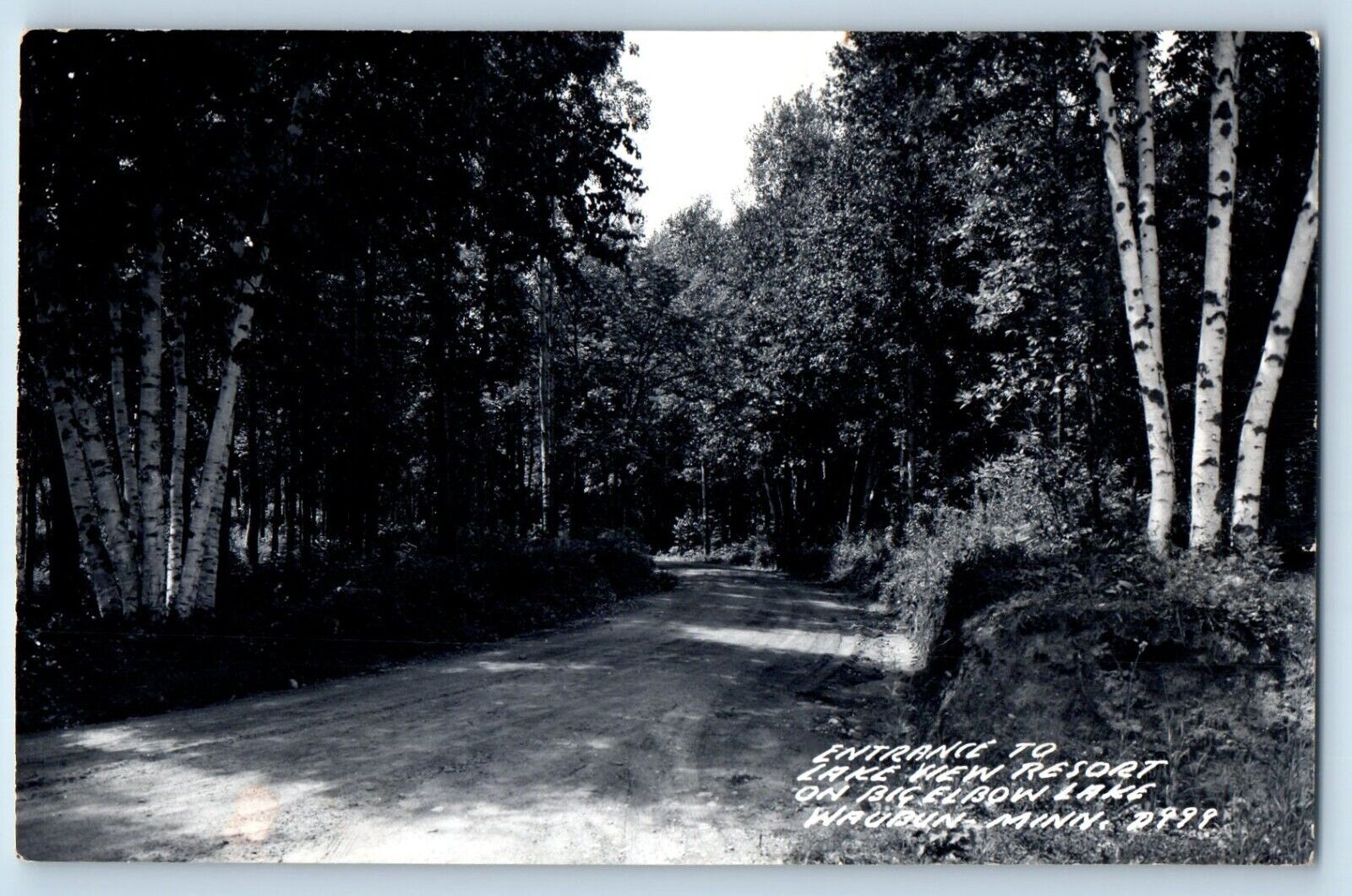 Waubun MN Postcard RPPC Photo Entrance To Lake View Resort Big Elbow Lake c1940s