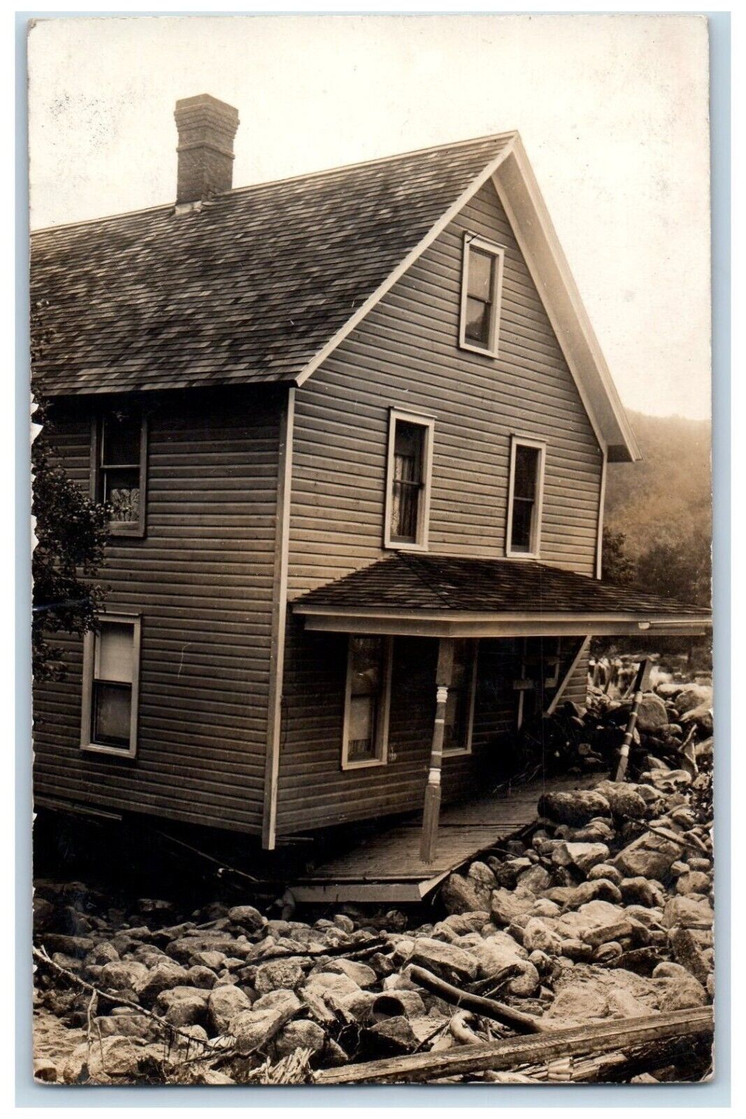 1915 Residence Home Flood Damage Disaster Ellenville NY RPPC Photo Postcard