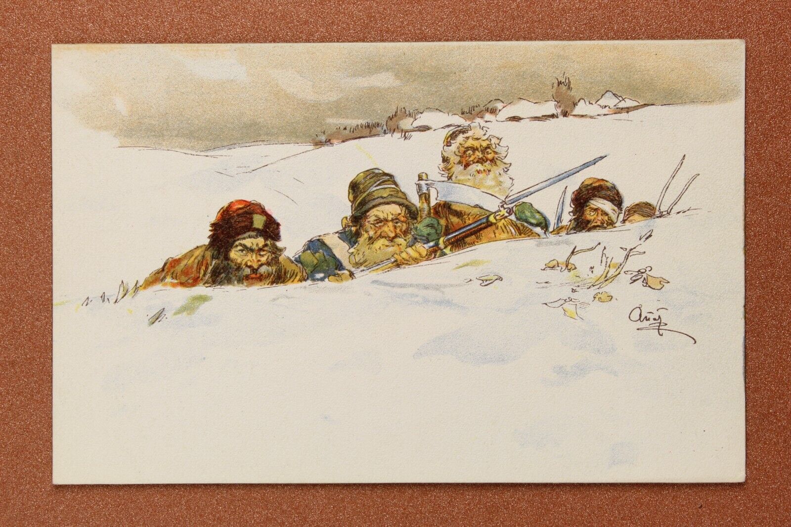 APSIT. Russian partisans Defenders fatherland 1812 Tsarist Russia postcard 1909s