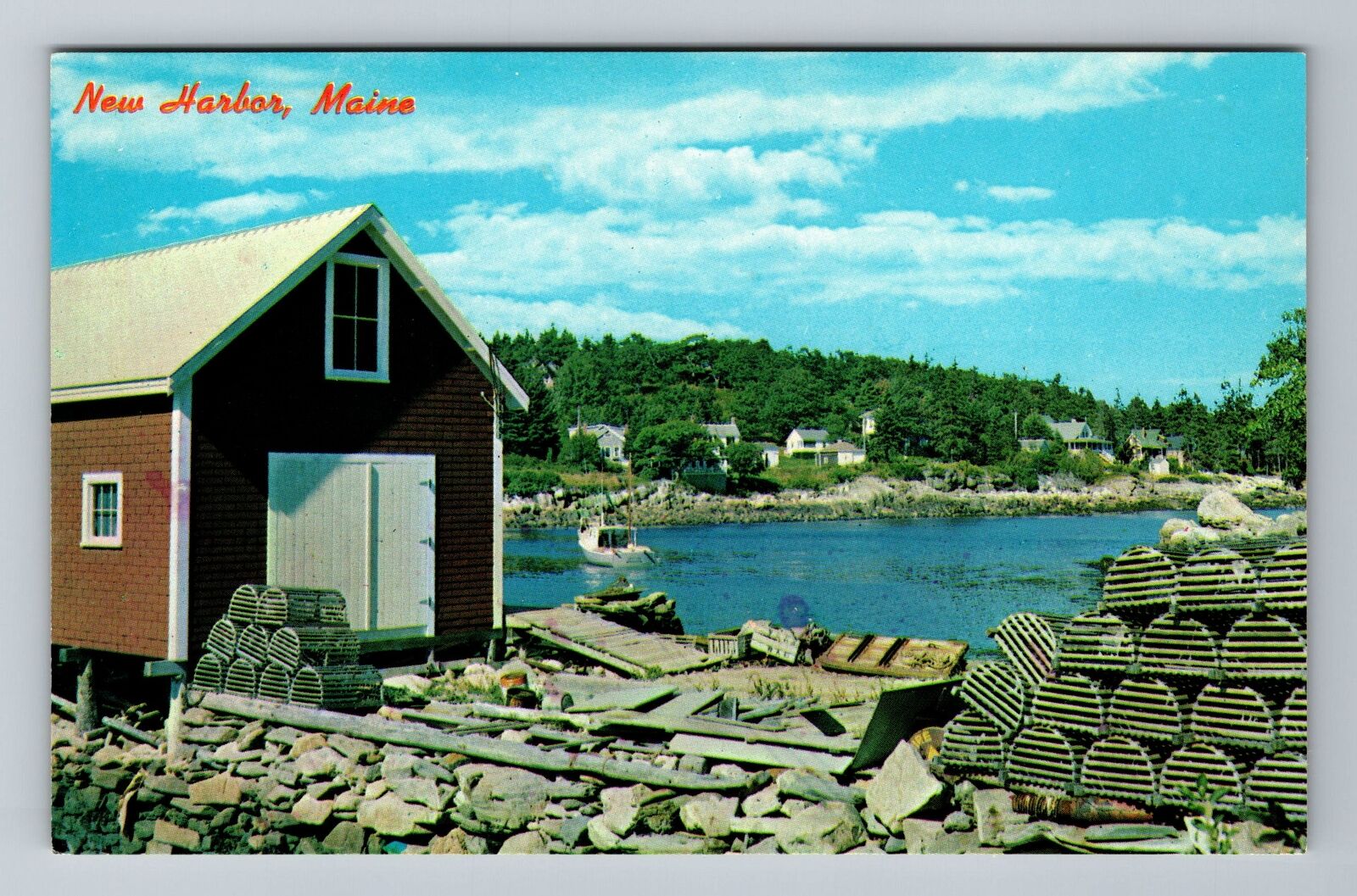 New Harbor ME-Maine, Quaint Back Cove, Lake Area, Vintage Postcard