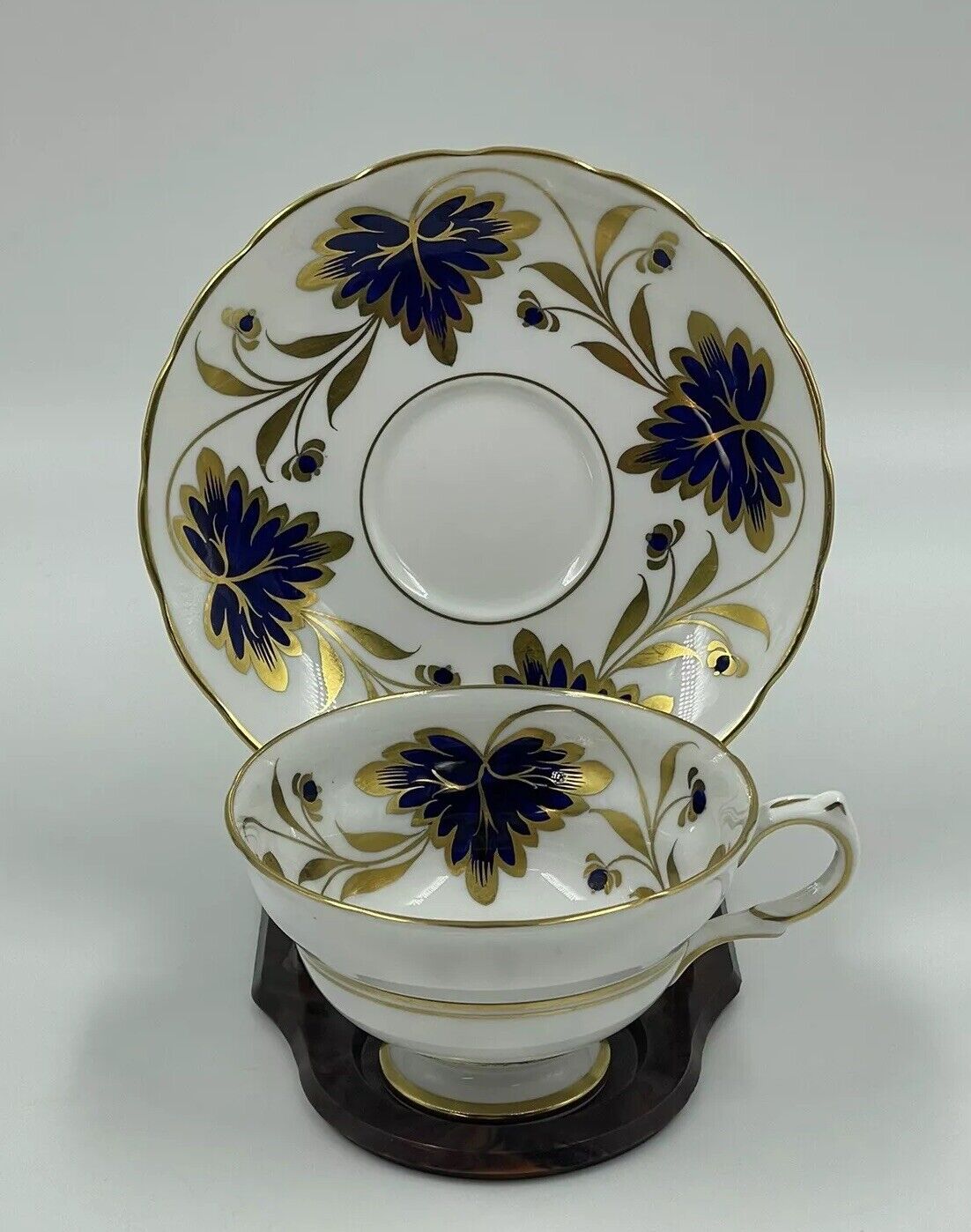 Vintage Tiffany & Co Tea Cup Saucer By Grosvenor England Cobalt & Gold Rossmere